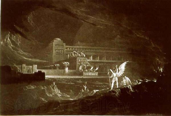 John Martin Pandemonium - One out of a set of mezzotints with the same title Norge oil painting art